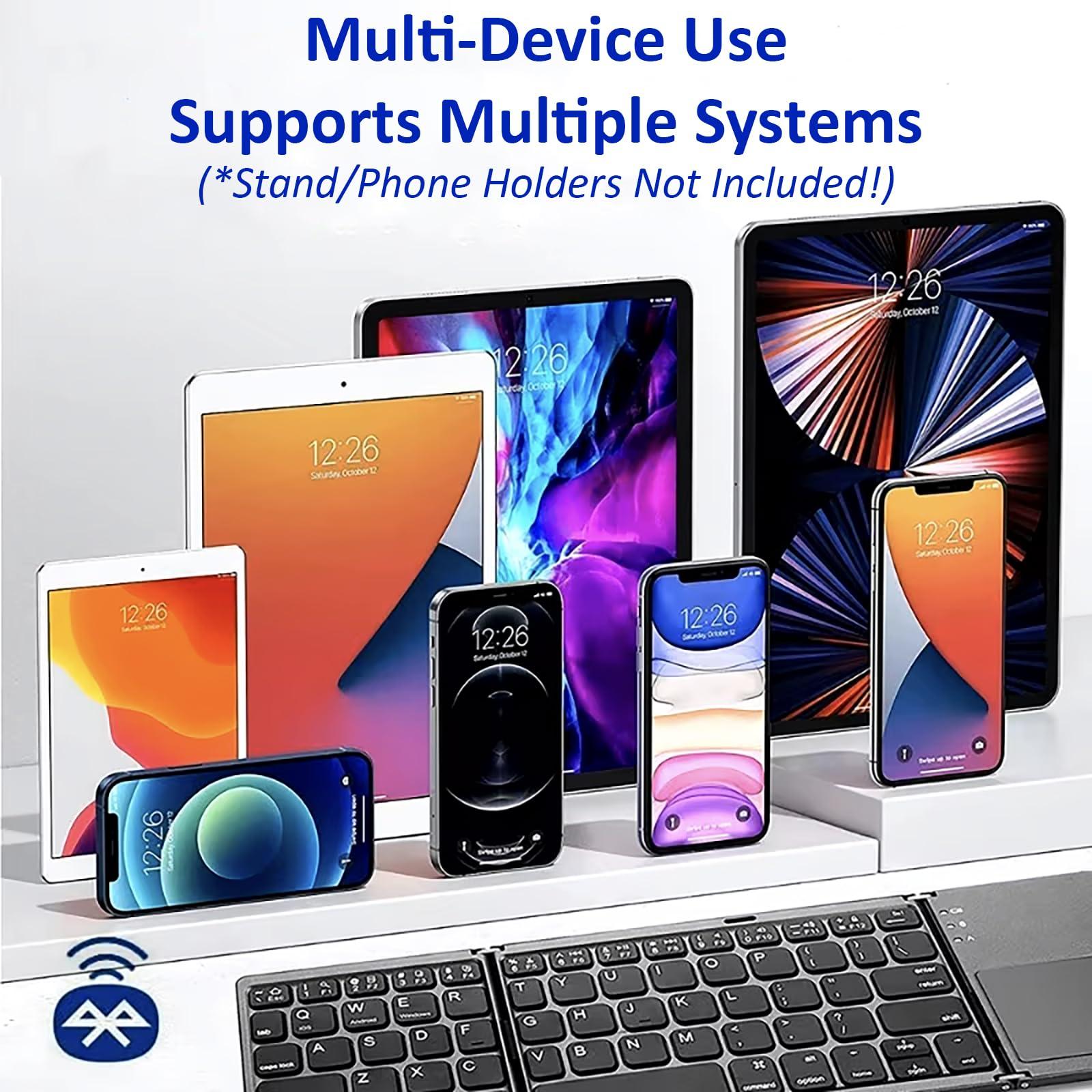 Tek Styz Tek Styz Slim Foldable Wireless Keyboard Compatible with Xiaomi Mi 9 SE TOUCHPAD Mouse is Universal Providing 48H Use, 560 Days Standby, Portable, Compact, Tri-Fold, Rechargeable!