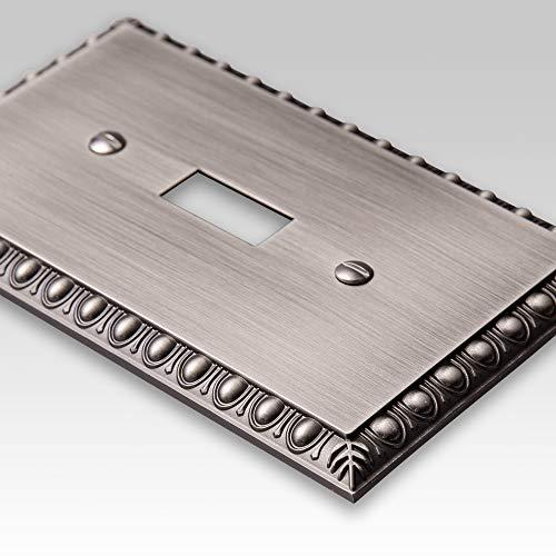 AMERELLE Amerelle Egg & Dart Double Toggle/Single Rocker Cast Metal Wallplate in Antique Nickel