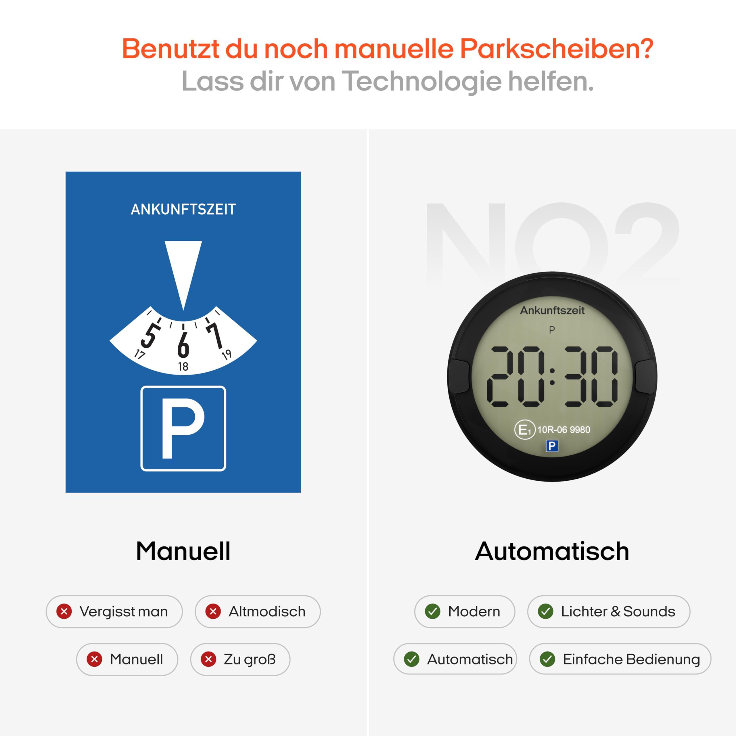 ooono OOONO P-DISC NO2 - Electronic Parking Disc with Approval for Car - Automatic Digital Parking Disc Electric with Approval from KBA According to German Road Traffic Regulations - Electric Parking Meter