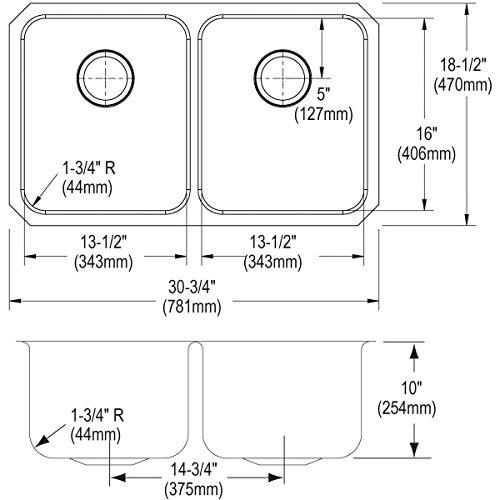 Elkay Elkay Lustertone ELUH311810 Equal Double Bowl Undermount Stainless Steel Kitchen Sink