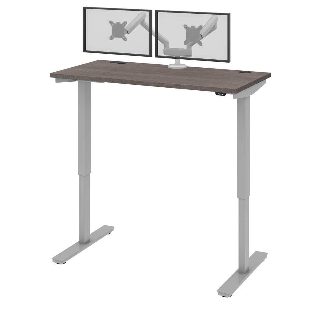 Bestar Bestar Upstand Standing Desk with Dual Monitor Arm, Ergonomic Electric Table for Home Office, 48W x 24D, Bark Grey