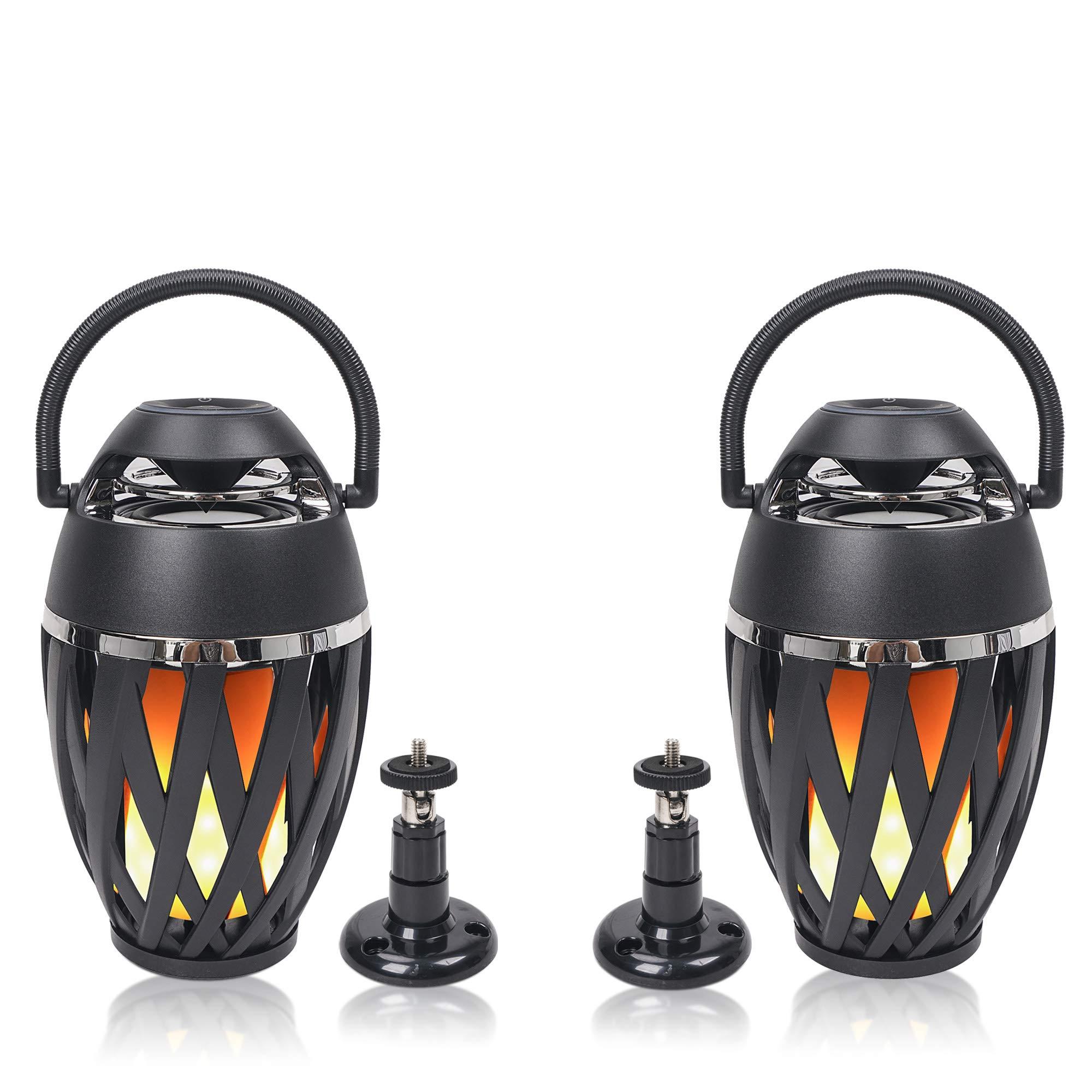 Sound Town Sound Town 2-Pack Portable Bluetooth Speakers with LED Lights, True Wireless Stereo (TWS) Bluetooth, Wall Mount Brackets, and Decorative Flame, for Outdoors, House Party, Patio and Home (OPIK-F1-PAIR)