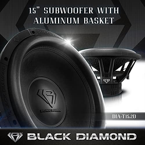 DS18 Black Diamond DIA-T15.2D 15 Inches Car Audio Subwoofer 2000 Watts 3" Dual Voice Coil 2+2 DVC 2 Ohm (1 Speaker)