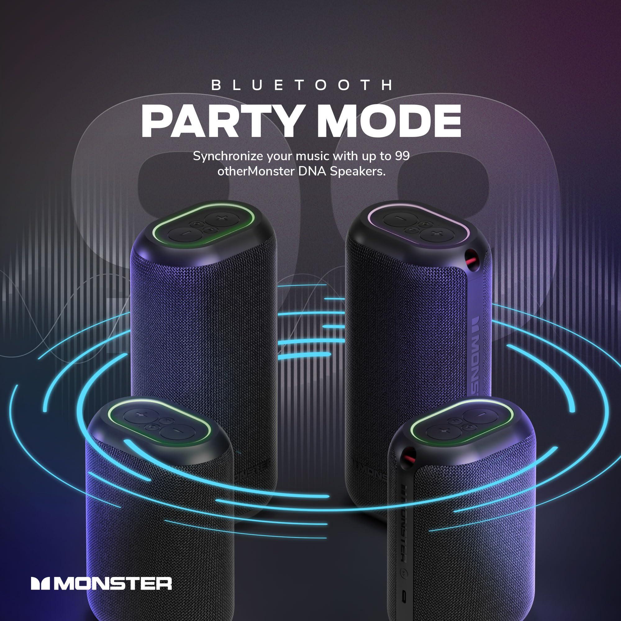Monster Monster DNA One Portable Bluetooth Speaker, Loud Speaker with 360 Bass Sound and 10W Wireless Charging Pad, IP67 Waterproof- Indoor and Outdoor Use