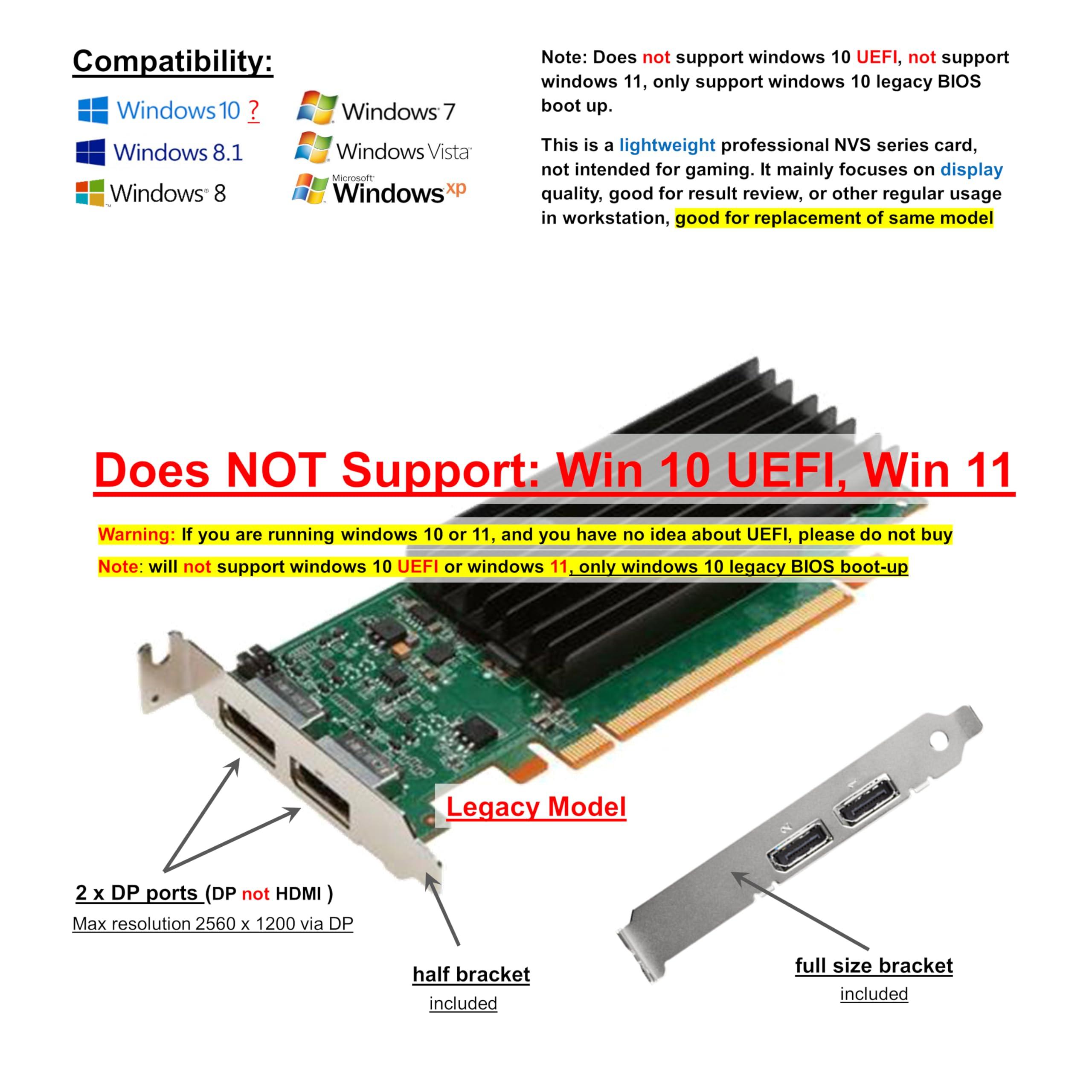 Epic IT Service Epic IT Service Quadro NVS 295 with Dual DP displayport (DP) outputs, Both Half and Full Brackets, fits Both Full or SFF Size Computer (1 Year Warranty)