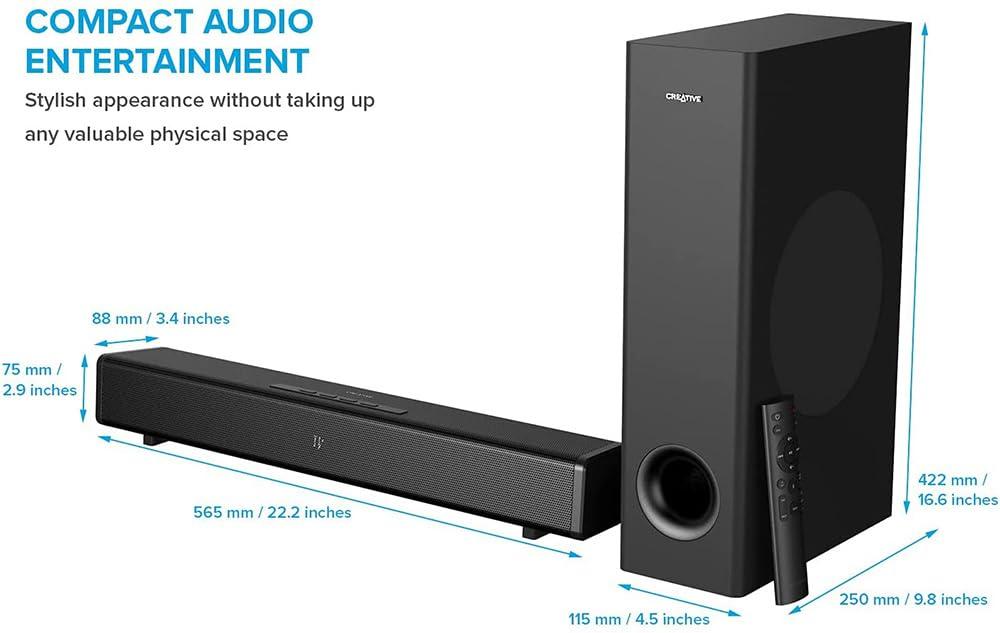 Creative Creative Stage 360 2.1 Bluetooth Sound Bar Speaker - 120 W RMS - Black