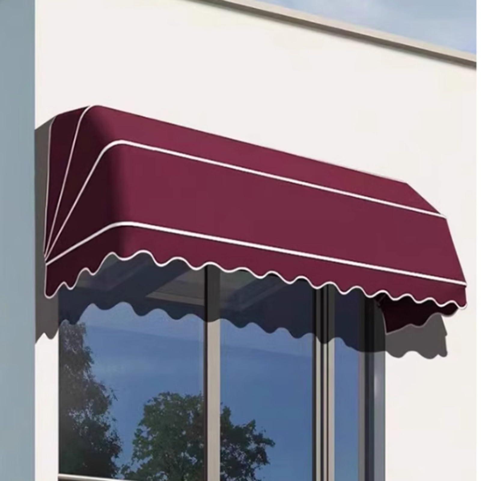 DirectNine Basics Window Door Awning Canopy| Entry Door Front Door Awning for Sun Shutter, UV, Rain, Snow Protection,Fully Assembled(Color:Burgundy,Size:80x60x60cm)