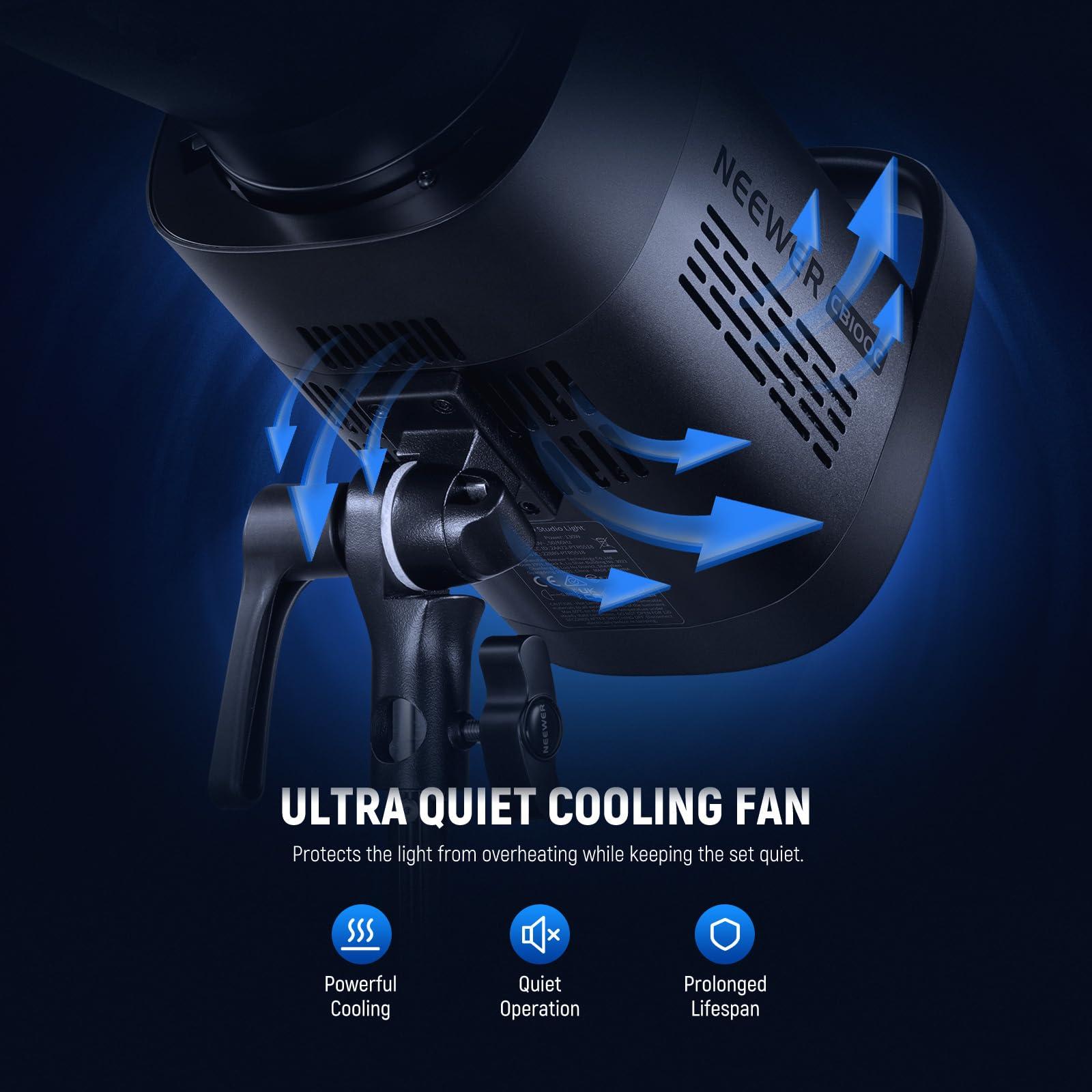 NEEWER NEEWER CB100C 130w RGB LED Video Light, APP/2.4G Control 360 Full Color 2700K-6500K 27000lux/m COB Bowens Mount Silent Continuous Output Lighting TLCI/CRI97+ 17 Scenes for Video Recording Photography