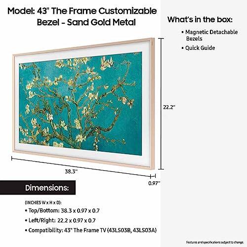 Samsung Samsung 43 The Frame TV Customizable Bezel, Magnetic, Quick and Easy Installation, VG-SCFC43SGMZA, 2023, Sand Gold Metal