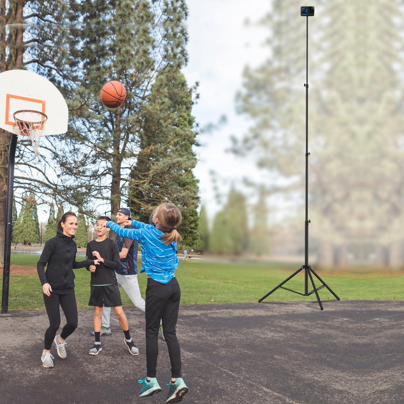 GEORDGY 20FT/6M Tripod Stand - Heavy Duty Tripod Stand - Tall Tripods Air-Cushioned Telescoping Light Stand for Photography Overhead Shots, Sports(Aluminum Alloy)