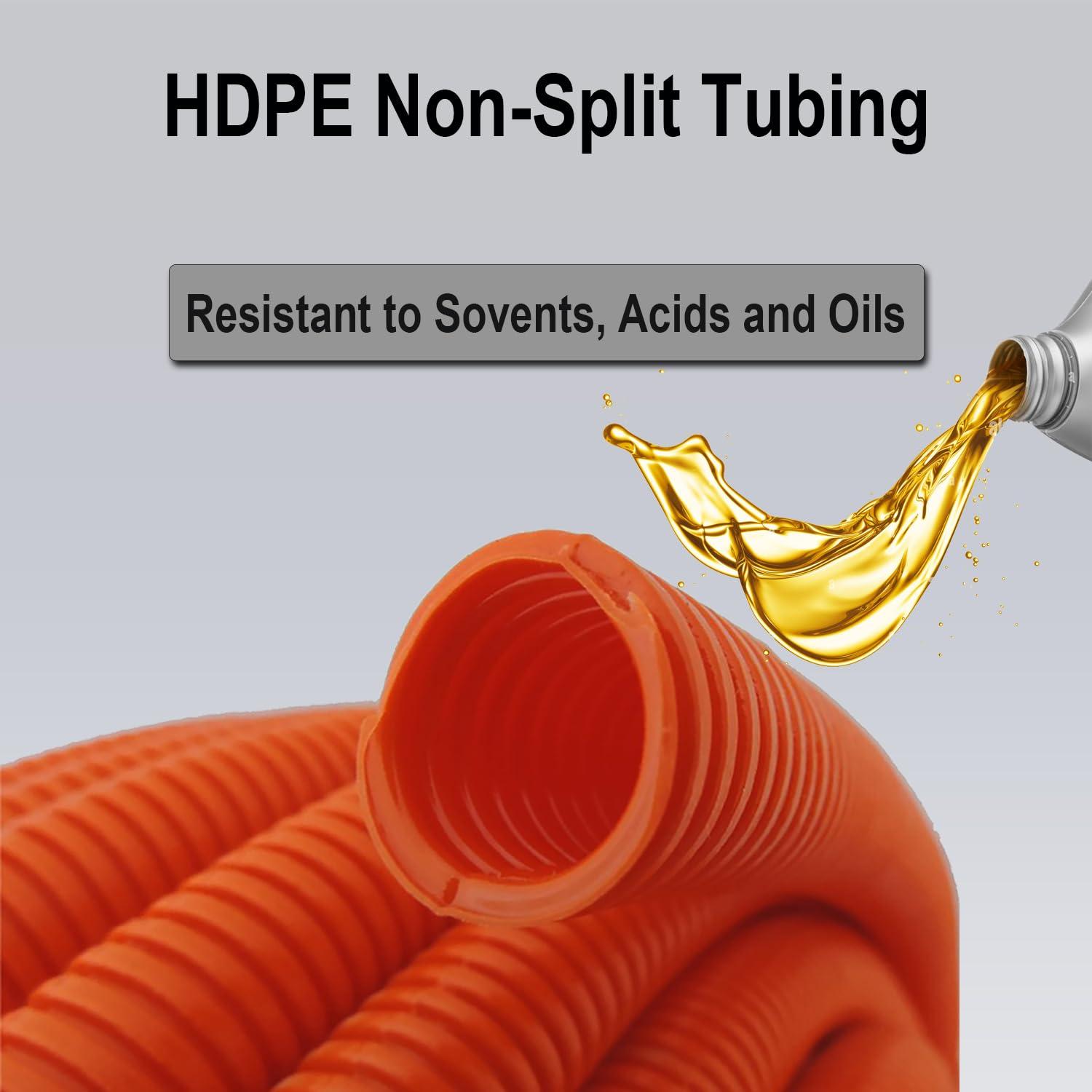 TEKTUBE Flexible Polyethylene HDPE Non-Split Corrugated Wire Loom Tubing (Red, 1" Dia. x 100 ft)