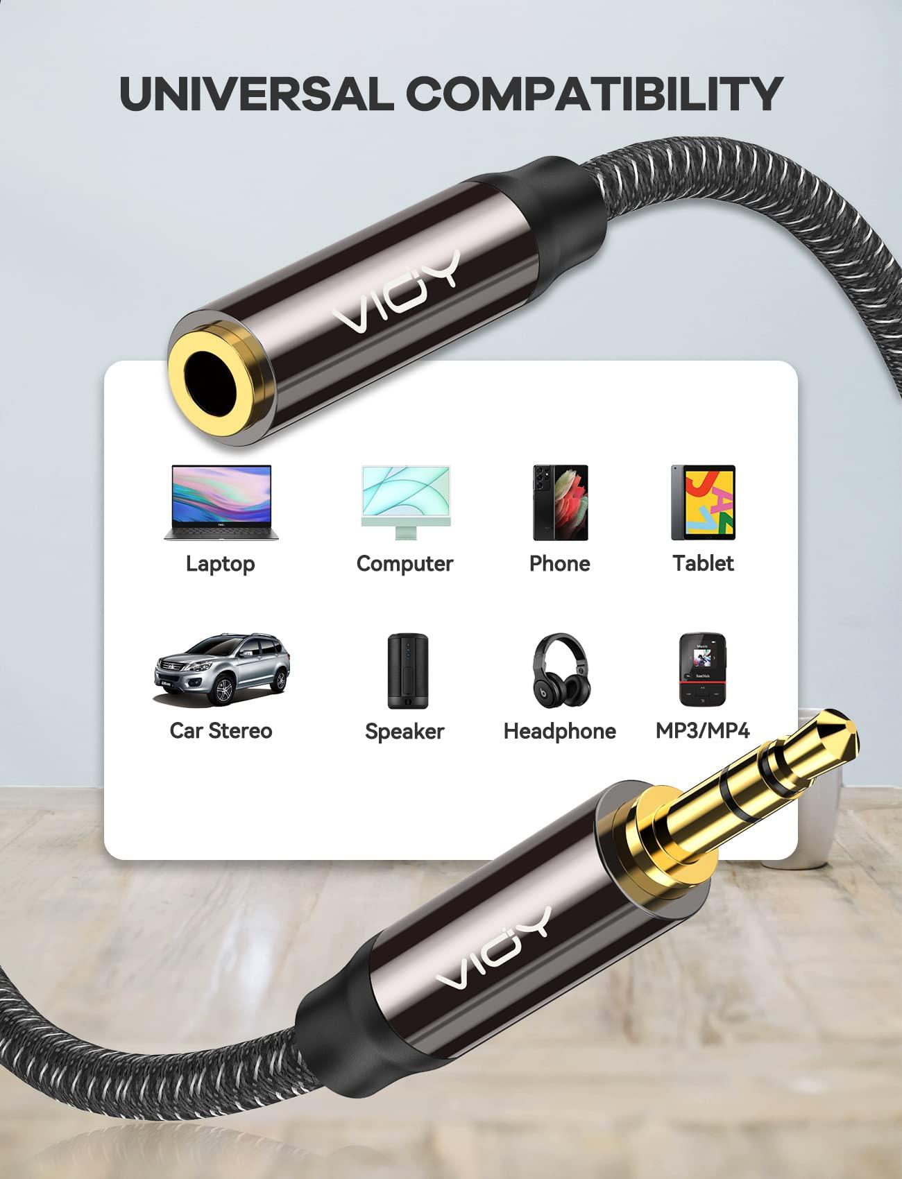VIOY VIOY Headphone Extension Cable 20 FT,[Copper Shell, Hi-Fi Sound] 3.5 mm Male to Female Stereo Audio Cable Nylon Braided Aux Cord for Smartphones, Tablets, Media Player
