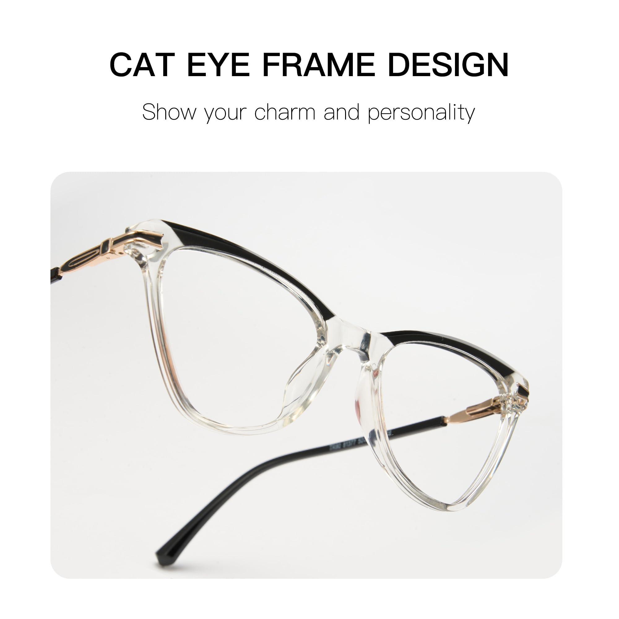Cyxus Cyxus Cat Eye Blue Light Blocking Glasses for Women Men Tr90 Frame Anti Eye Strain UV400 Protection Computer Glasses 8189 Transparent