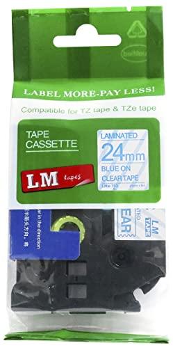 LM Tapes LM Tapes - Premium 1" (24mm) Blue on Clear Compatible TZe P-Touch Tape for use with Brother PT-2500PC, PT2500PC Label Maker Includes Tape Size/Color Guide.