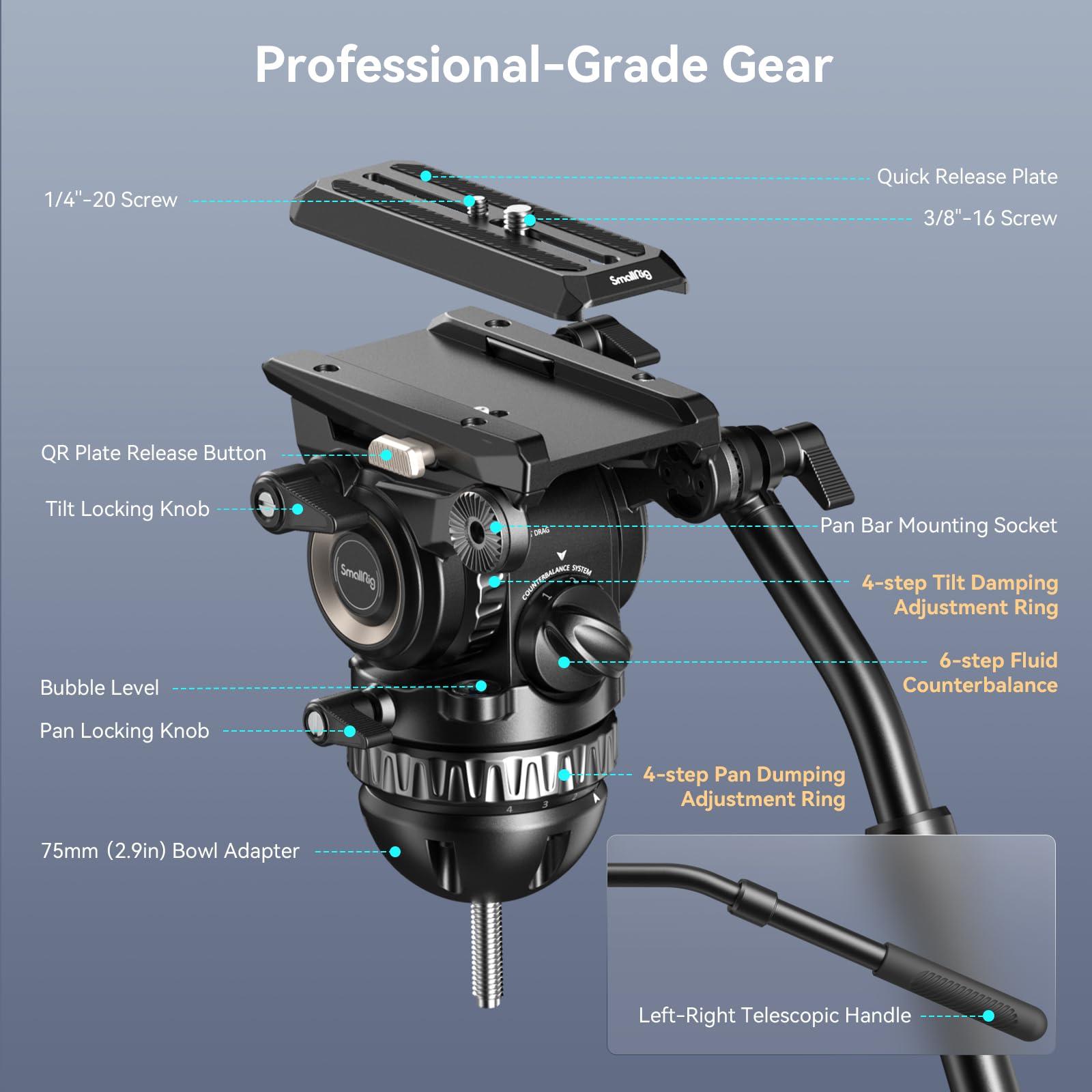 SMALLRIG SmallRig FreeBlazer Heavy-Duty Carbon Fiber Tripod and PH8 Professional Fluid Video Head