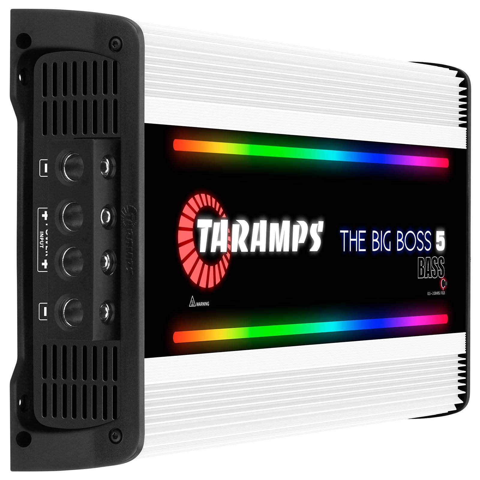 Taramp's Taramps The Big Boss 5 Bass White Version Monoblock Amplifier RGB Effects 0.5~2 Ohms 5000 Watts Rms Multi-Impedance Car Audio System Class D, Smart 5k