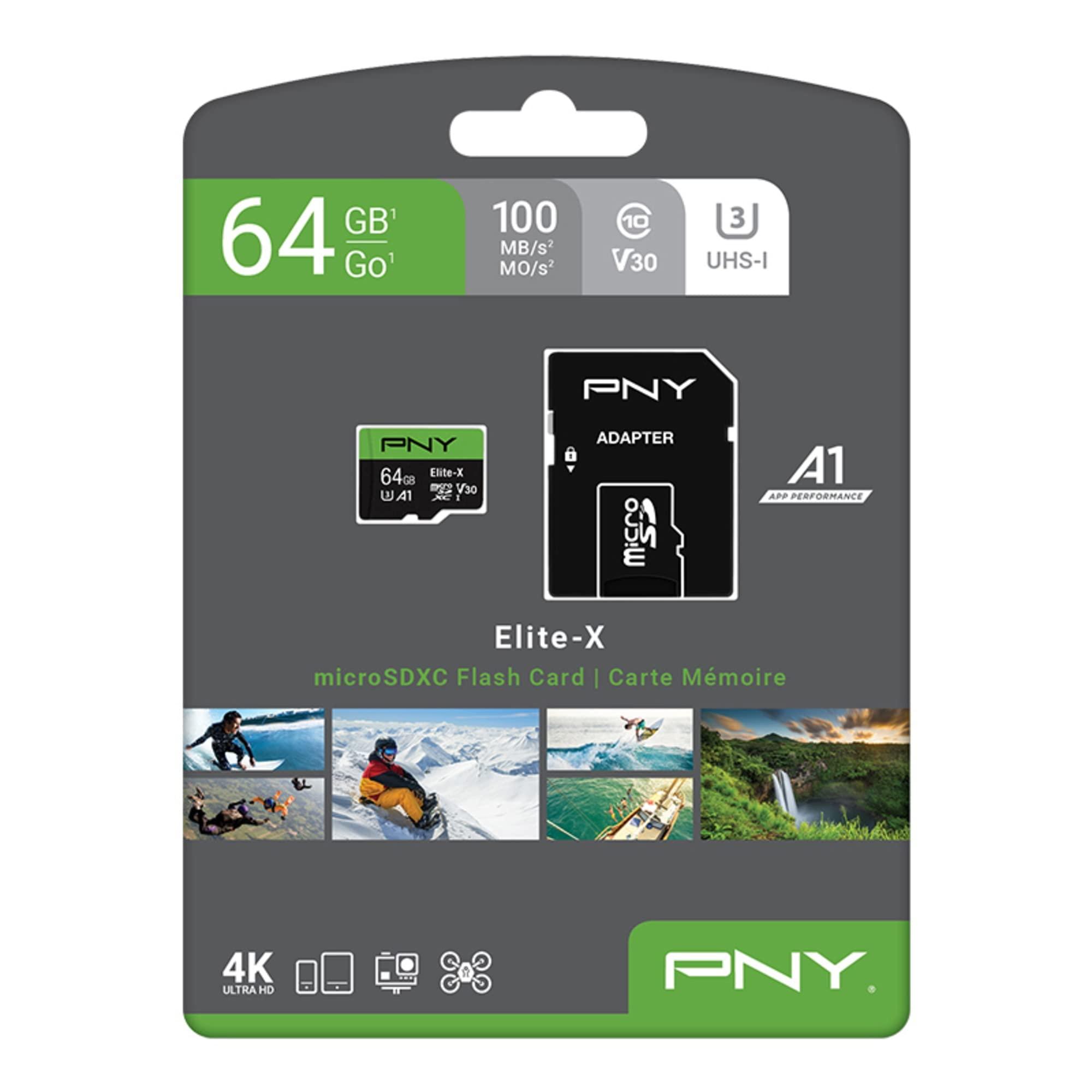 PNY PNY 64GB Elite-X Class 10 U3 V30 microSDXC Flash Memory Card