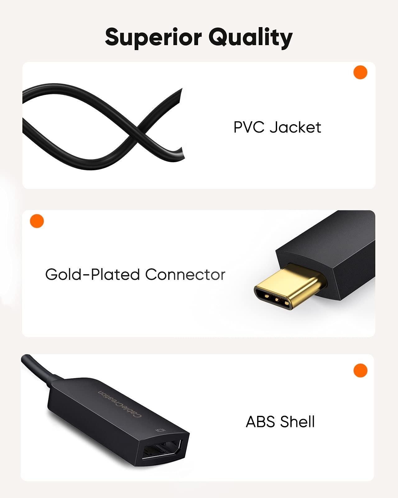 CableCreation CableCreation 8K USB C to DisplayPort Adapter, 40G Type C to Display Port,USB-C to DP 1.4 [8K@60Hz, 4K@144Hz] HDR, Thunderbolt 4/3 Compatible with Valve Index, MacBook, iPhone 15, XPS, Oculus Rift S