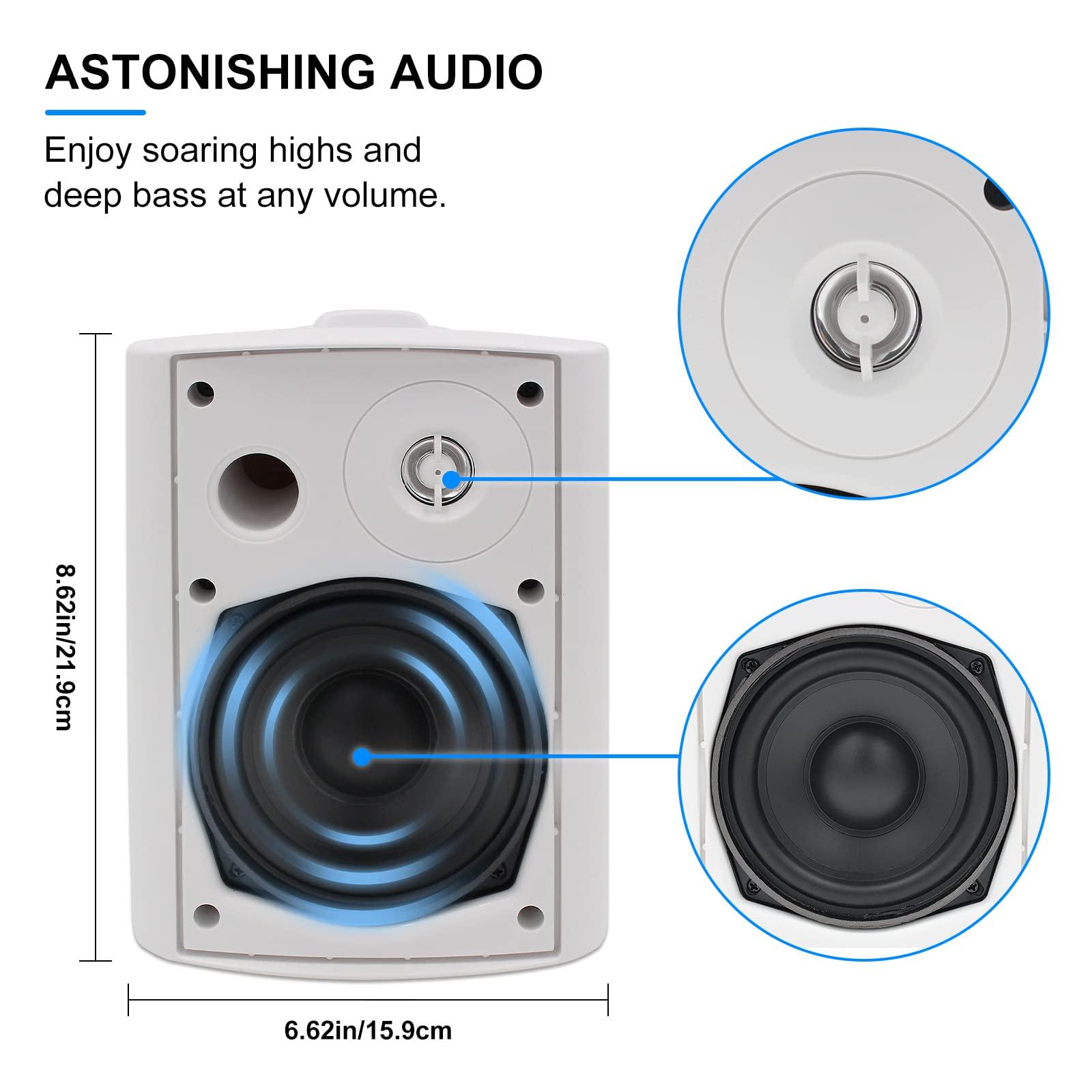 Herdio Herdio 5.25 Inches 600 Watts Passive Indoor Outdoor Speakers Wired Waterproof,Wall Mount Speakers with Loud Volume Suitable for Patio,Garden Home Theater