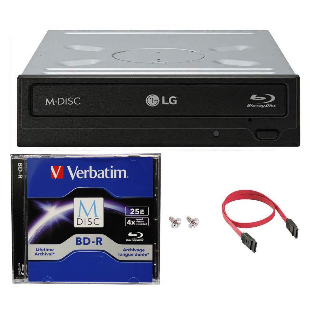 LG LG WH14NS40 16X Blu-ray BDXL DVD CD Internal Burner Drive Bundle with Free 25GB M-DISC BD + SATA Cable + Mounting Screws