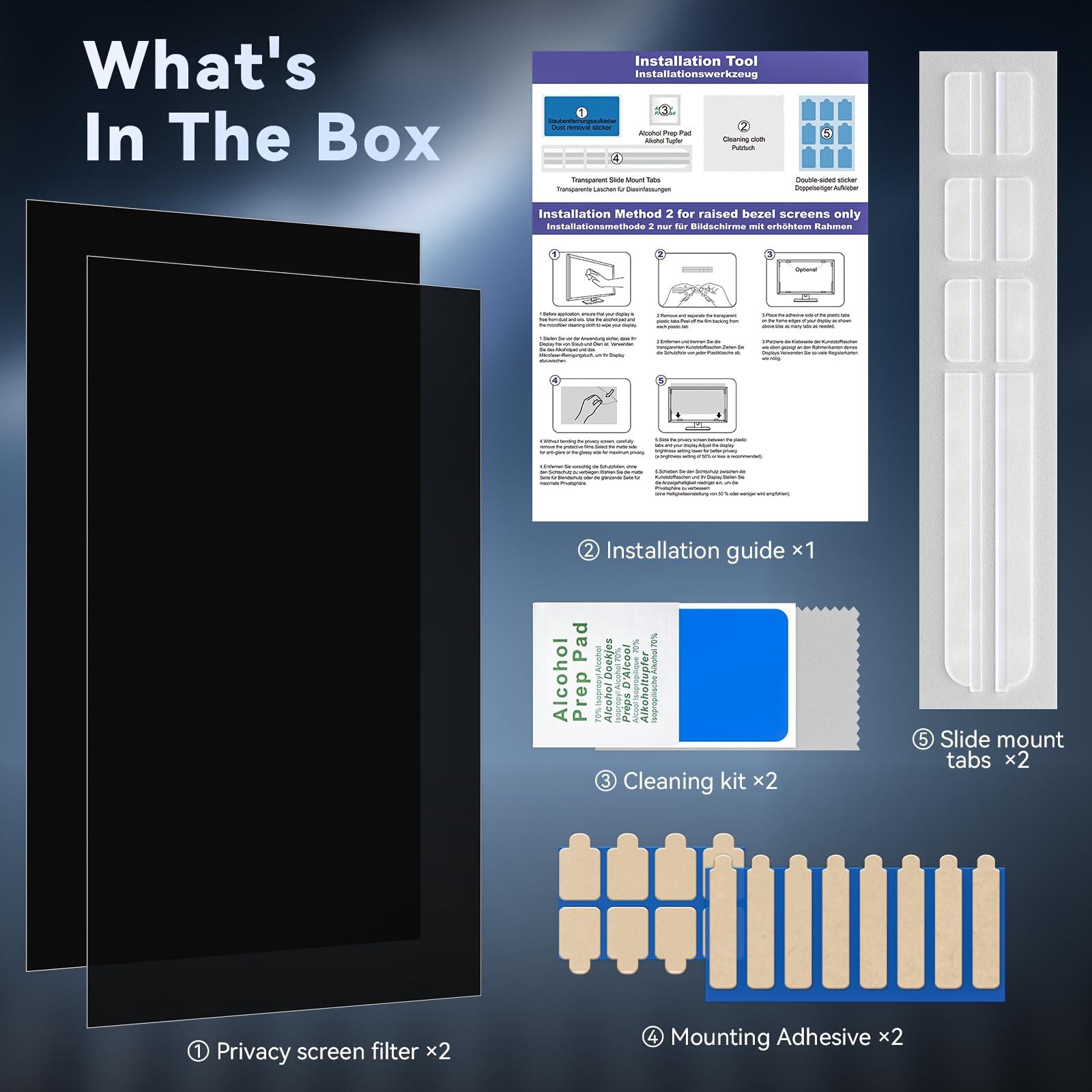 Protescreen [2-Pack] 29 Inch Computer Privacy Screen Filter for 21:9 Widescreen Monitor, Removable Eye Protection Anti Glare Blue Light Filter Privacy Shield, Anti Spy Screen Protector Film 29 In