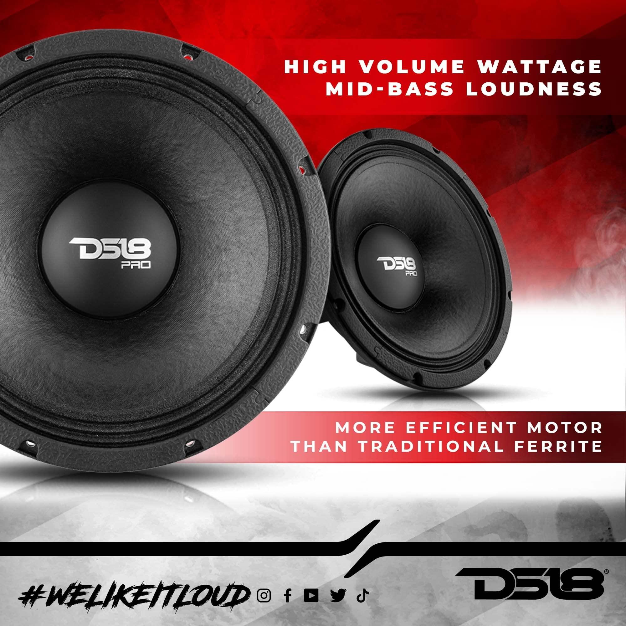 DS18 DS18 PRO-XLNEO12MB 12" Car Audio Mid-Bass Loudspeaker with Neodymium Magnet 2000 Watts Max Power 1000 Watts Rms 4" Voice Coil 8-Ohm - The Loudest Midbass Ever - 2 Speakers