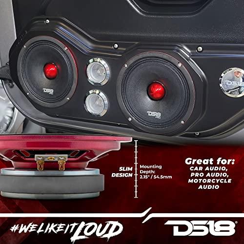 DS18 DS18 PRO-X6.4BMSL Slim Loudspeaker - 6.5", Midrange, Red Aluminum Bullet, 500W Max, 250W RMS, 4 Ohms - Premium Quality Audio Door Speakers for Car or Truck Stereo Sound System (1 Speaker)