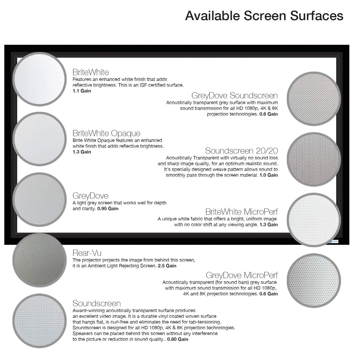 V Vutec Vutec Vu-Easy Wall Mount Projector Screen 103In Diag 16:9 | 2 1/2In Black Velvet Frame Anti-Crease Movie Home Theater Cinema High Performance |USA Made | Easy Install (Rear-Vu)