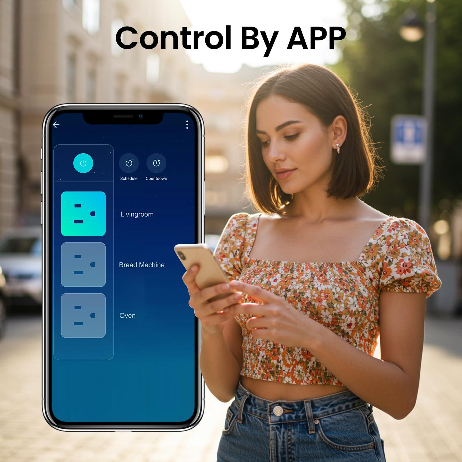 GHome Smart GHome Smart Plug Power Strip, WiFi Surge Protector Work with Alexa Google Home, Smart Outlets with 3 USB 3 Charging Port, Multi-Plug Extender for Home Office Cruise Travel and Christmas Light, 10A