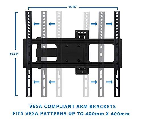 Mount-It! Mount-It! Full Motion TV Wall Mount | Swivel, Tilting, Articulating Flat Screen TV Bracket for 26-55 Inch | Arm Extension up to 17-Inch | 77lb Capacity (Black)
