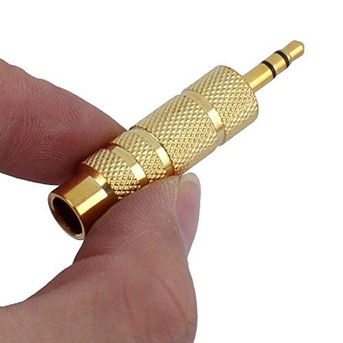 uxcell uxcell 3.5mm Stereo Male Mono Connector to 6.0mm Mono Female Adapter Golden