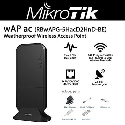 Mikro Tik Mikro Tik Mikrotik wAP ac RBwAPG-5HacD2HnD-BE 2.4/5GHz Weatherproof Wireless Black AP 2X Gbit Ports