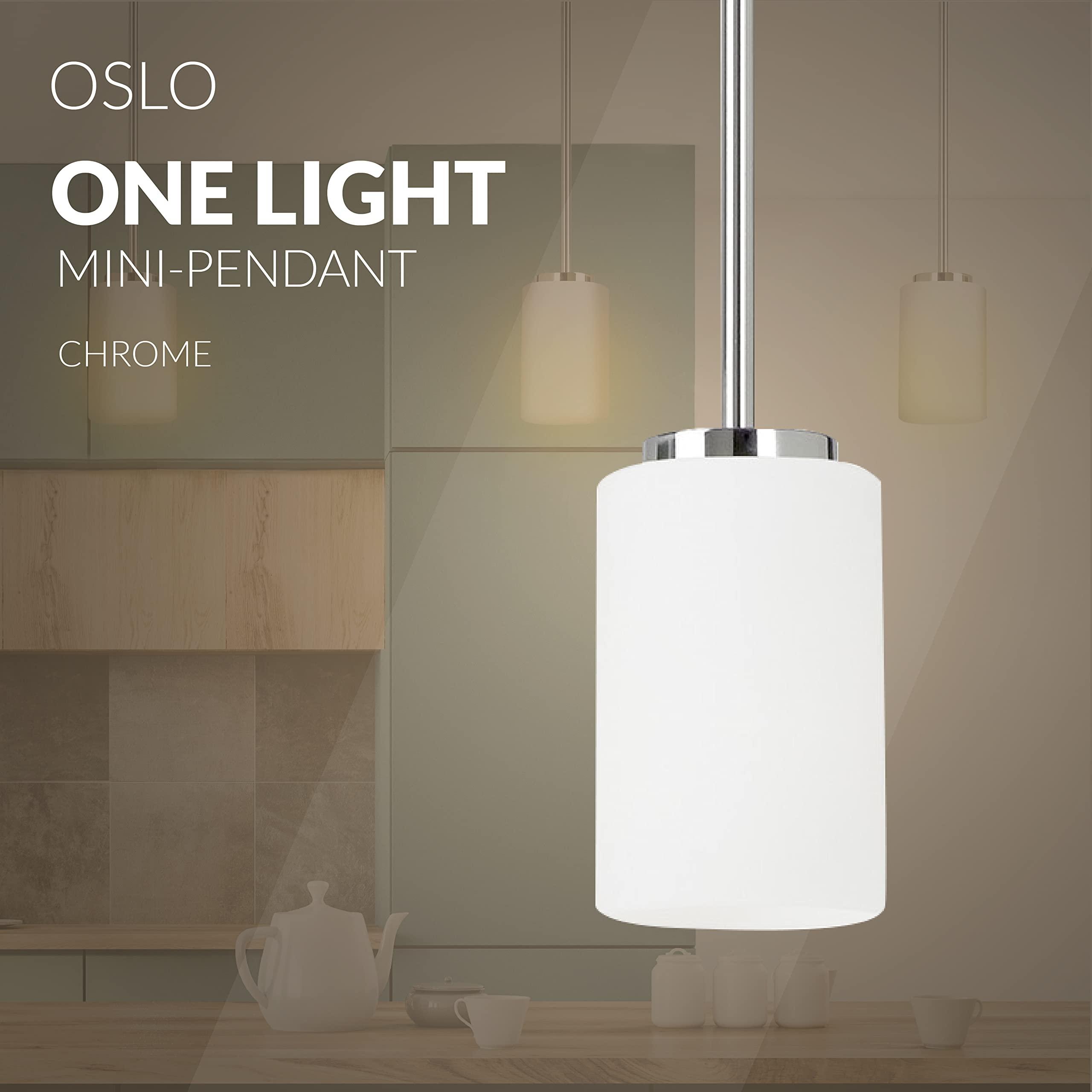 Sea Gull Lighting Generation Lighting 1-Light Oslo Pendant Light Fixture Chrome 61160EN3-05, Modern Ceiling Light Fixture for Home Decor| Pendant Light Fixture for Indoor Lighting or Outdoor Dcor