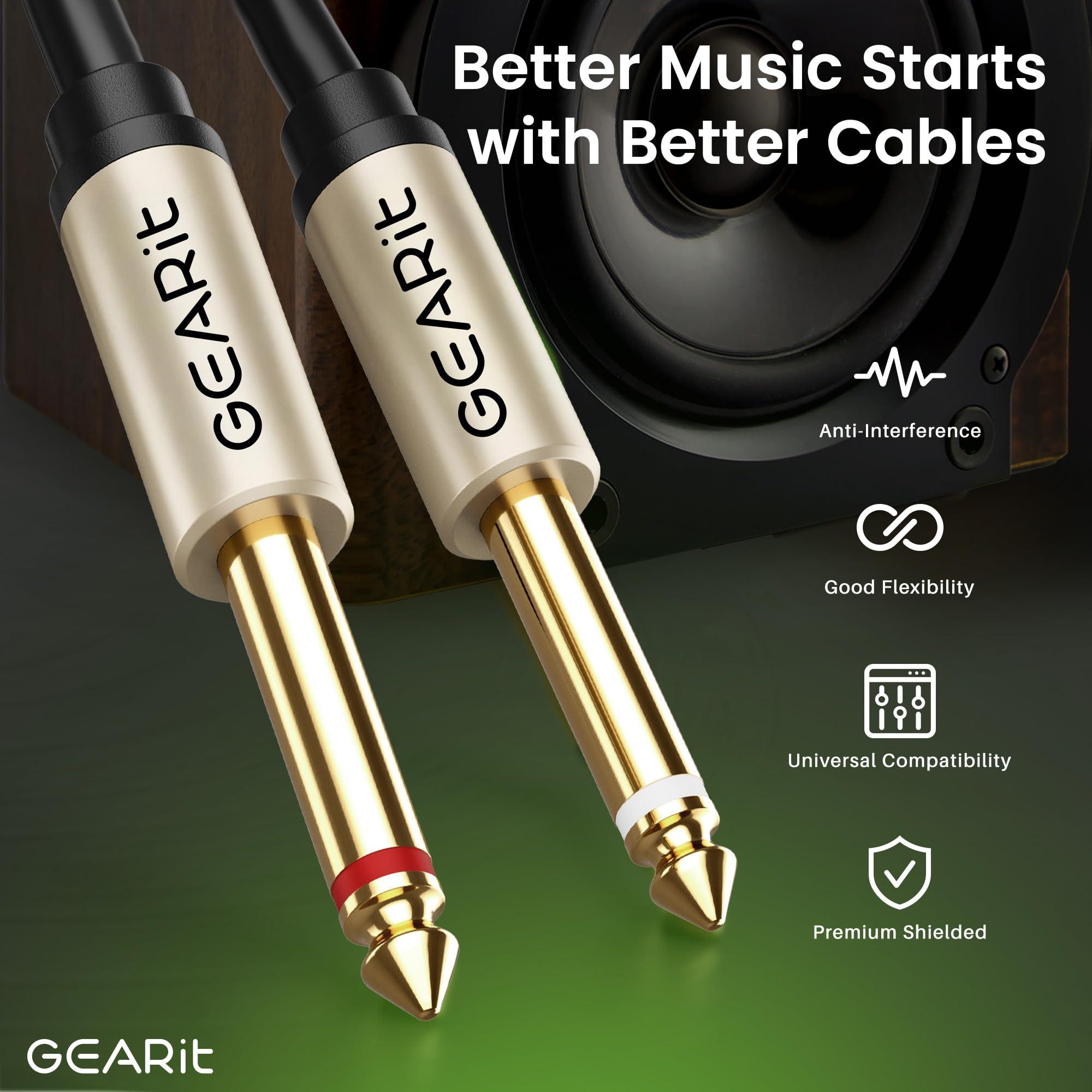 GEARit GEARit (2-Pack Dual 1/4 to 1/8 inch (3.5mm Male to 6.35mm TS Mono Stereo Y-Cable Splitter) 10 Feet