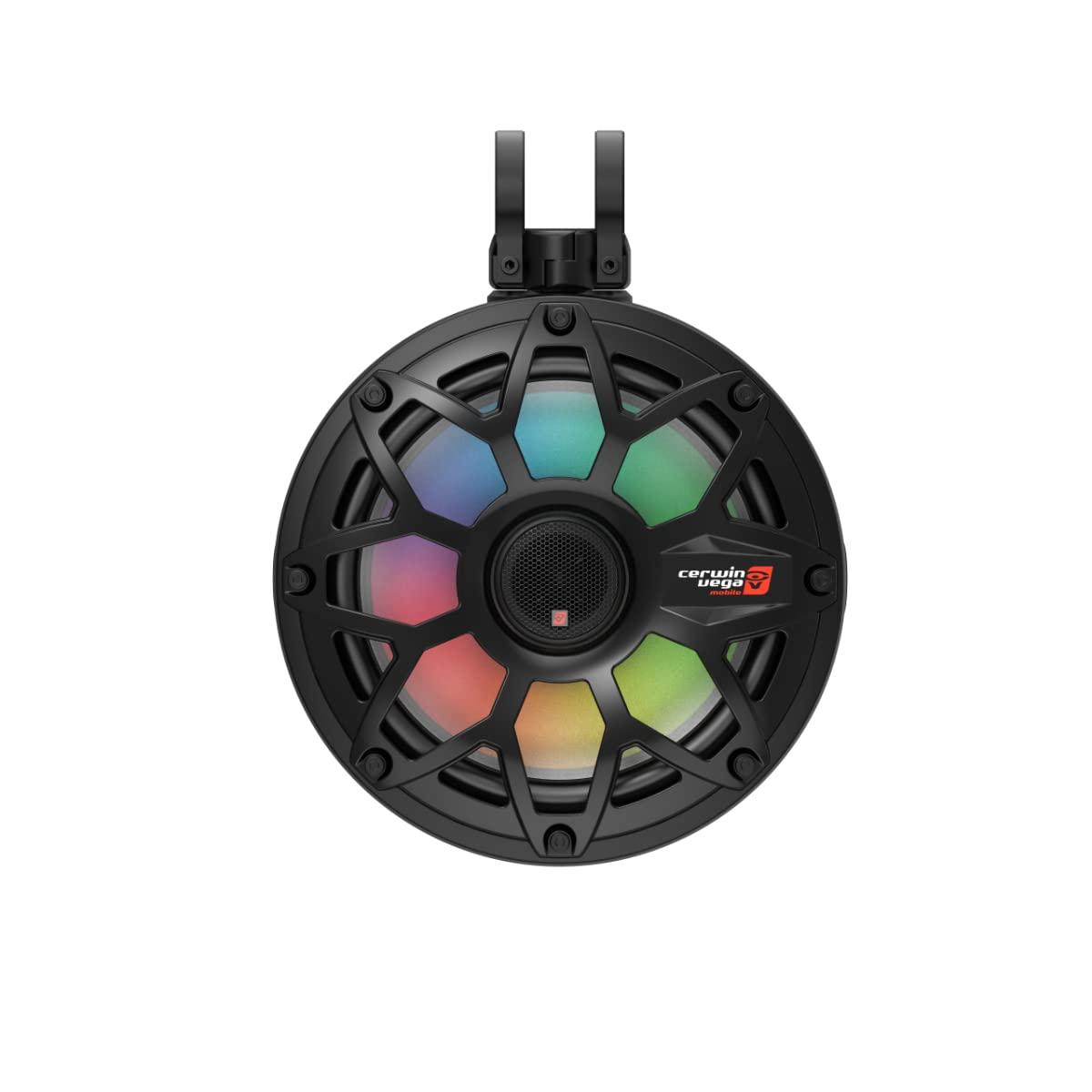 Cerwin Vega Mobile CV Cerwin Vega SH65F4B 6.5 inch 600 Watts 2-Way Pod Speaker System Marine Car Coaxial Speakers with 1 inch Tweeter LED Lighting Black UV Stable Black Pair