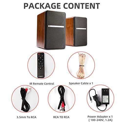 SINGING WOOD SINGING WOOD BT25 (2024 Version) Bluetooth Active Bookshelf Speakers with Optical Aux inputs Subwoofer Line Out for PC, TVs, Turntable, Wooden Enclosure,80W-Beech Wood