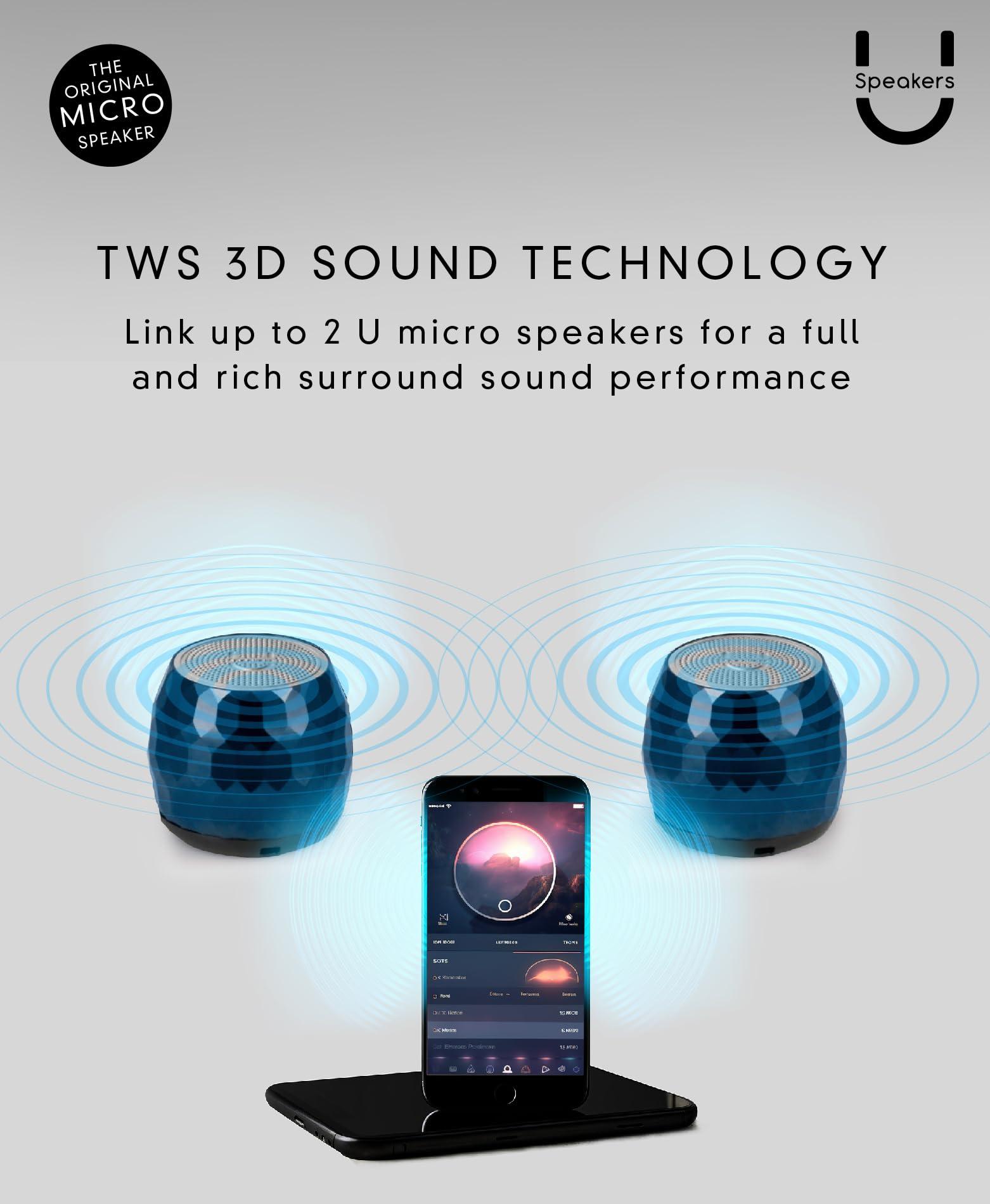 Fashionit Fashionit U Micro Speaker | Stylish Portable Wireless Bluetooth 5.0 with Built-in Mic & Remote Shutter | Perfect Little Speaker for Home, Parties, Travel! Small Device, Rich Sound | Glamorous Midnight