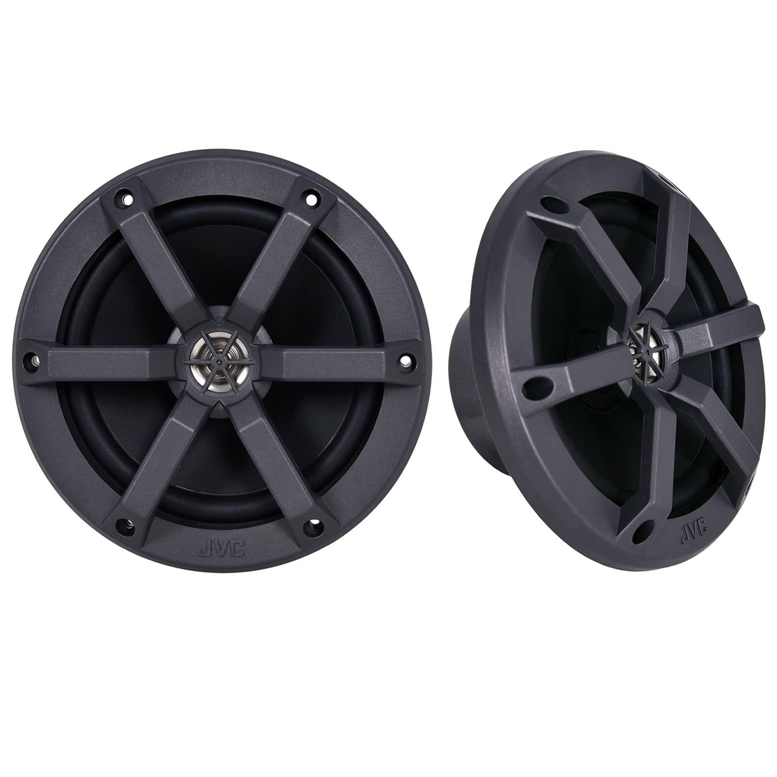 JVC JVC KD-T92MBS Single DIN Marine Motorsports USB Bluetooth AM/FM Stereo CD Player Receiver with 2X CS-MS620 6.5" 100 Watt Max Power 2-Way Boat Audio Speakers