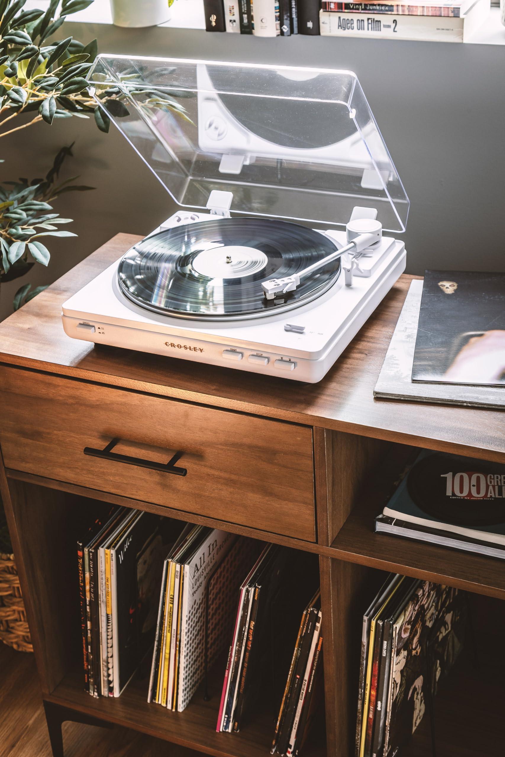 Crosley Crosley T400D-WH Fully Automatic Bluetooth 2-Speed Turntable Record Player with S100A Stereo Speakers, White