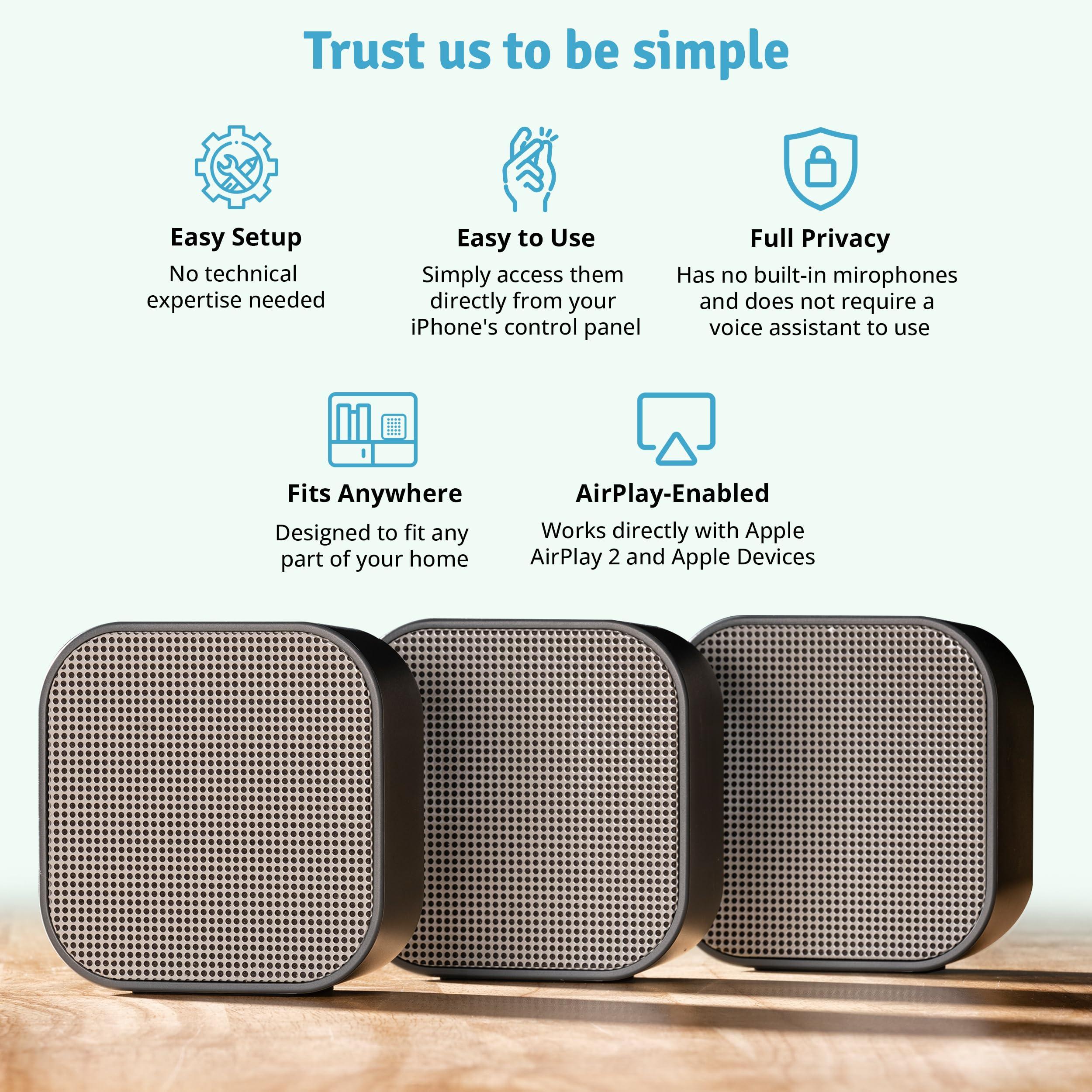Dio Technologies Dio Node Multiroom Wi-Fi Home Speakers (3-Pack), Immersive Sound System, Works with AirPlay 2 and Other Apple Devices, Easy to Connect, Spotify Player