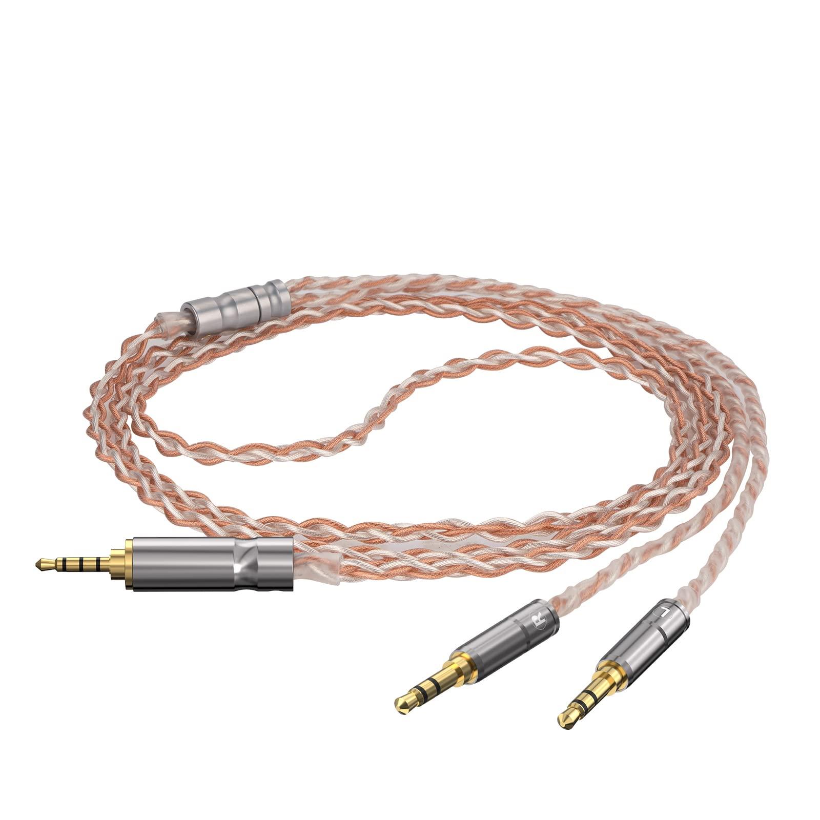 GEEKRIA GEEKRIA 2.5mm Balanced Cable Compatible with HIFIMAN SUSVARA Unveiled, SUNDARA, HE4XX, 400i, HE1000V2, Denon AH-D600, AH-D7200, 5N OCC Braided Silver Plated Audio Cord (2.5mm to Dual 3.5mm/4.9ft)