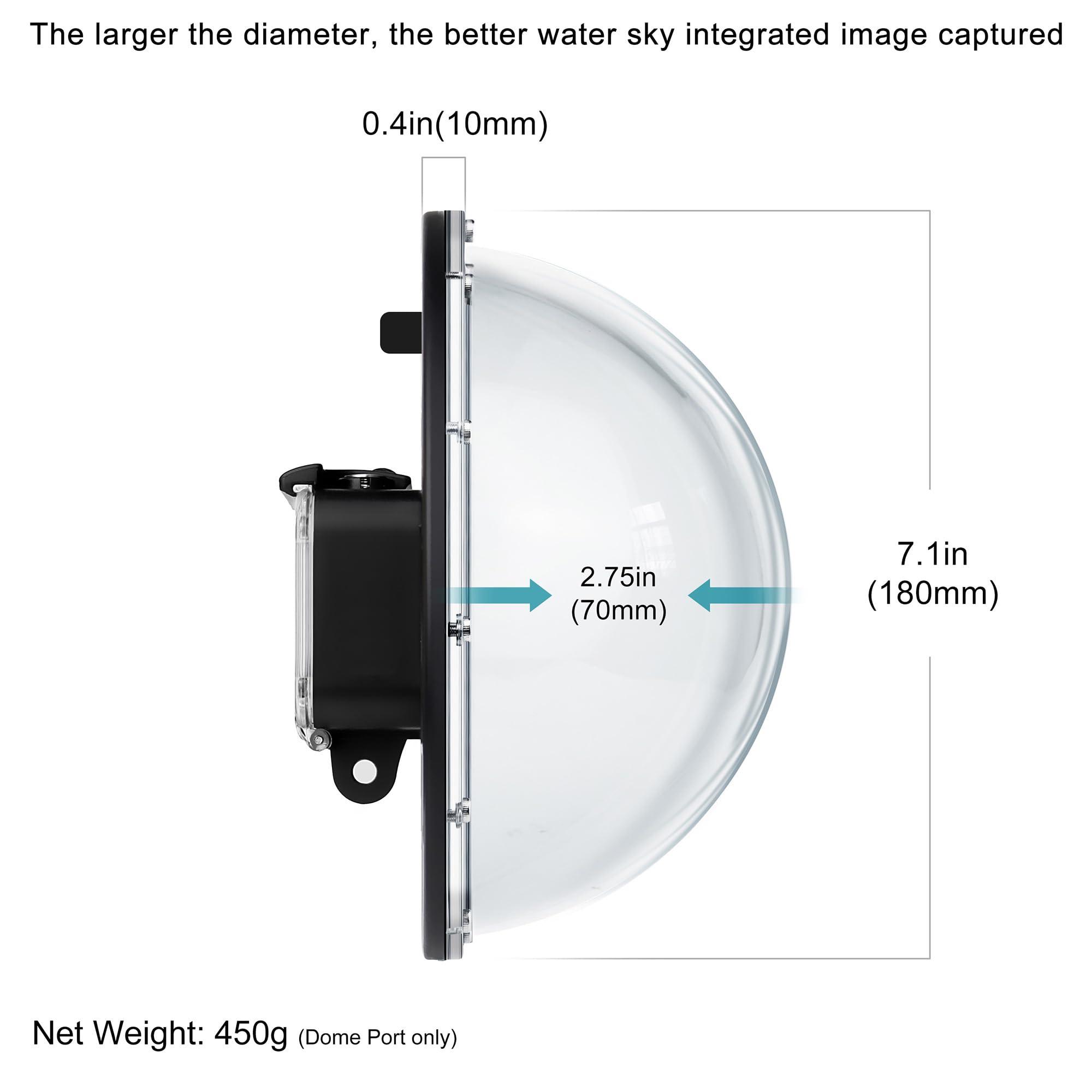 YALLSAME YALLSAME Waterproof Dome Port for GoPro Hero 13 12 11 10 9 Black with Built-in Switchable Filters, Floating Hand Grip, Trigger, Dive Snorkeling Underwater Dome Housing for GoPro 9 10 11 12 13 Black