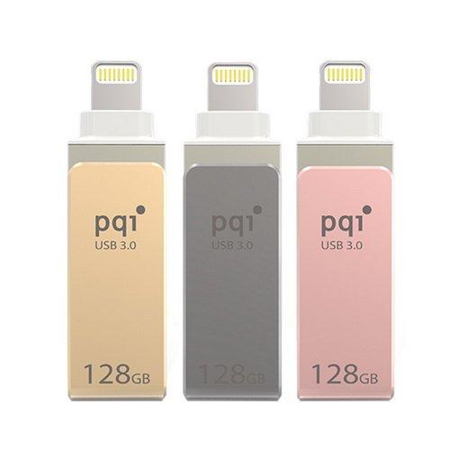 PQI iConnect Mini [Apple MFi] 128 GB Mobile Flash Drive w/ Lightning Connector for iPhones iPads Mac & PC USB 3.0 (Iron Gray)