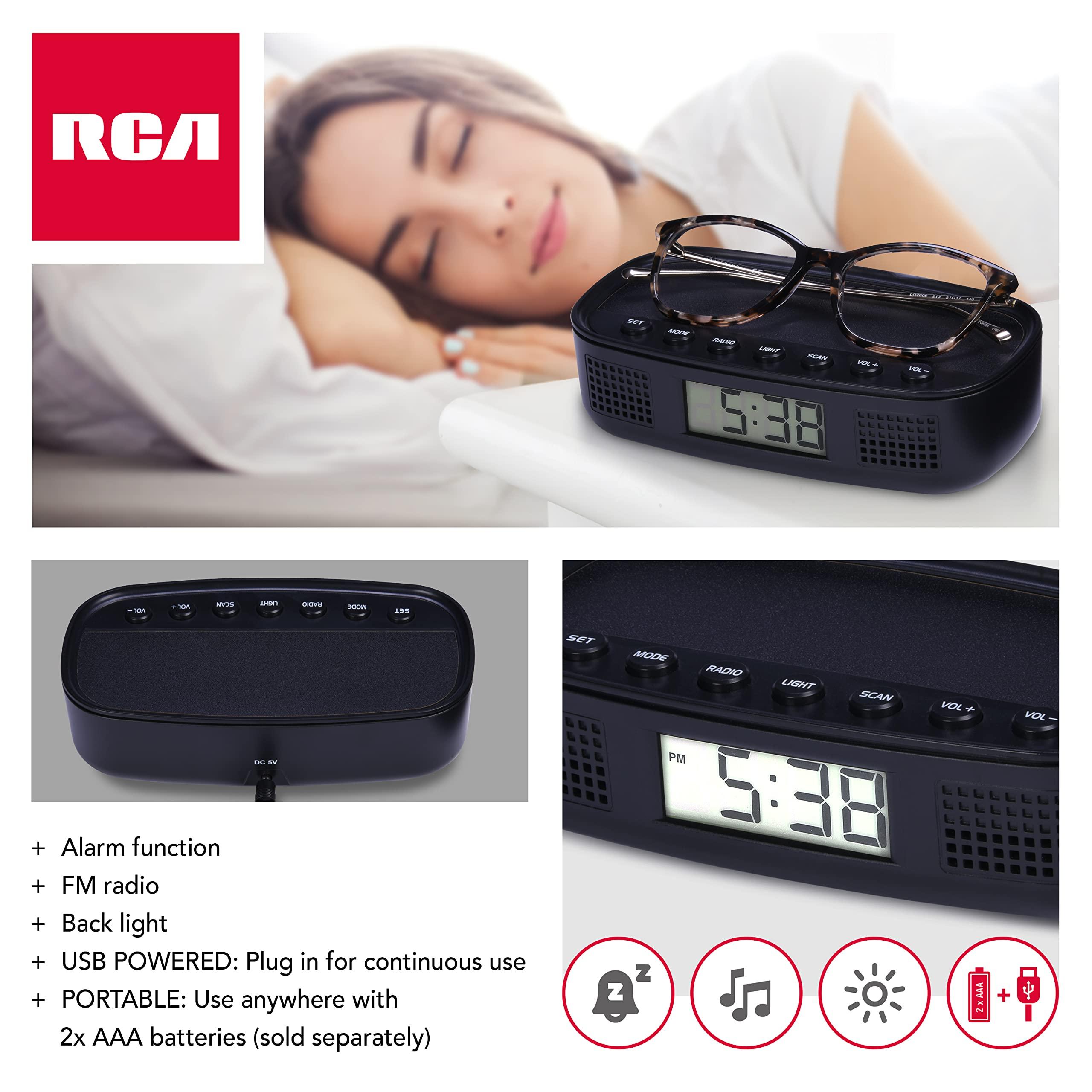 RCA RCA RCD5V Digital Radio Alarm Clock with USB Charging Cord