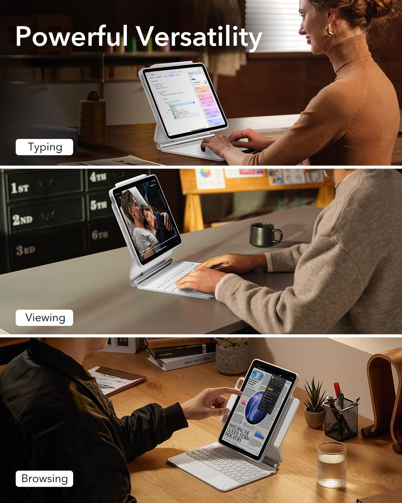 ESR ESR Rebound Magnetic Keyboard Case 360, Compatible with iPad Pro 11 (5th Gen), US Layout, White