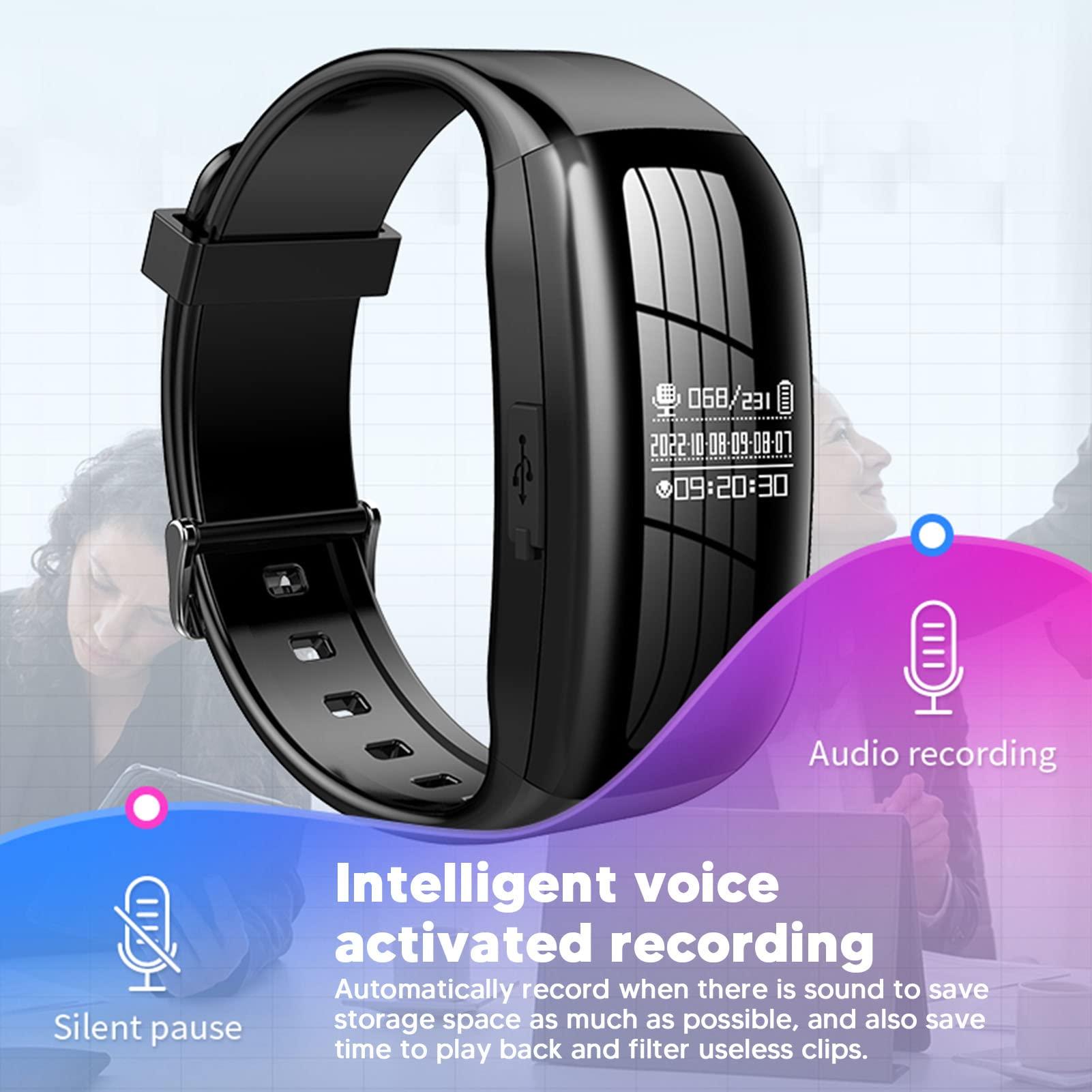 FOSA Digital Voice Recorder Watch, Sound Recording Device, Smart Watch Bracelet Voice Recorder,360 Degree Pickup, DSP Noise Reduction, Intelligent Voice Activated Recording, Timestamp (8G)