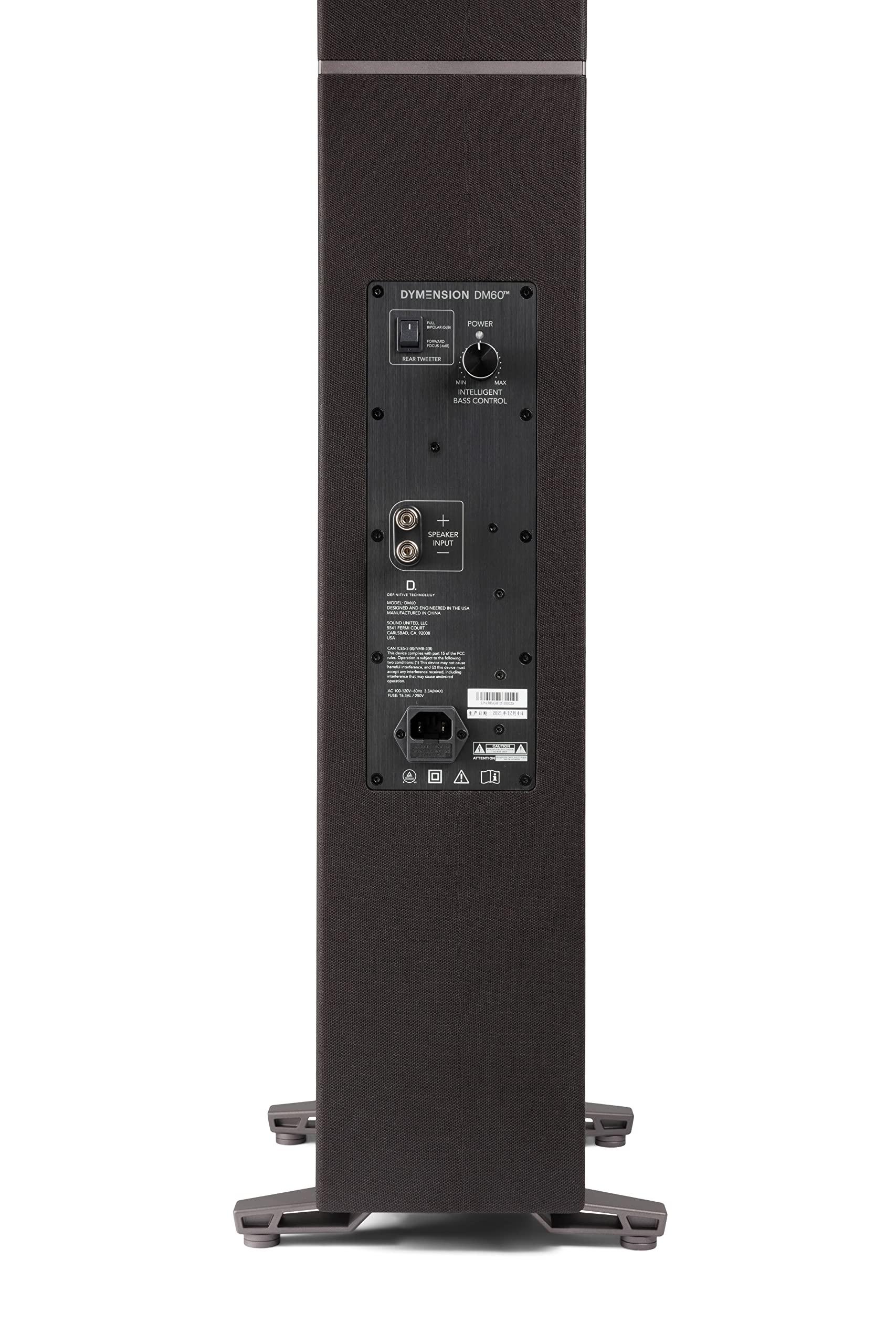 Definitive Technology Definitive Technology Dymension DM60 Mid-Size Tower Speaker, Adjustable Bipolar Arrays, 4 BDSS Mid/Bass Woofers & Tweeter, 3XR Architecture with 8" Dual Radiators, Dolby Atmos/DTS:X Ready, Black