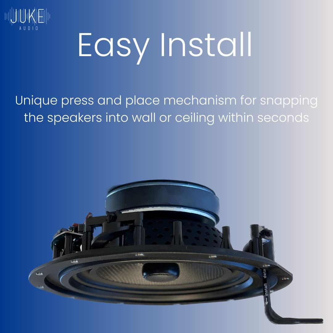 JUKE AUDIO JUKE AUDIO Sky Speaker | Pair of 8" in-Ceiling Speakers | 2-Way Sound Coverage with Woofer & Pivoting Tweeter | Flush Mount Design | Multi-Room Audio System
