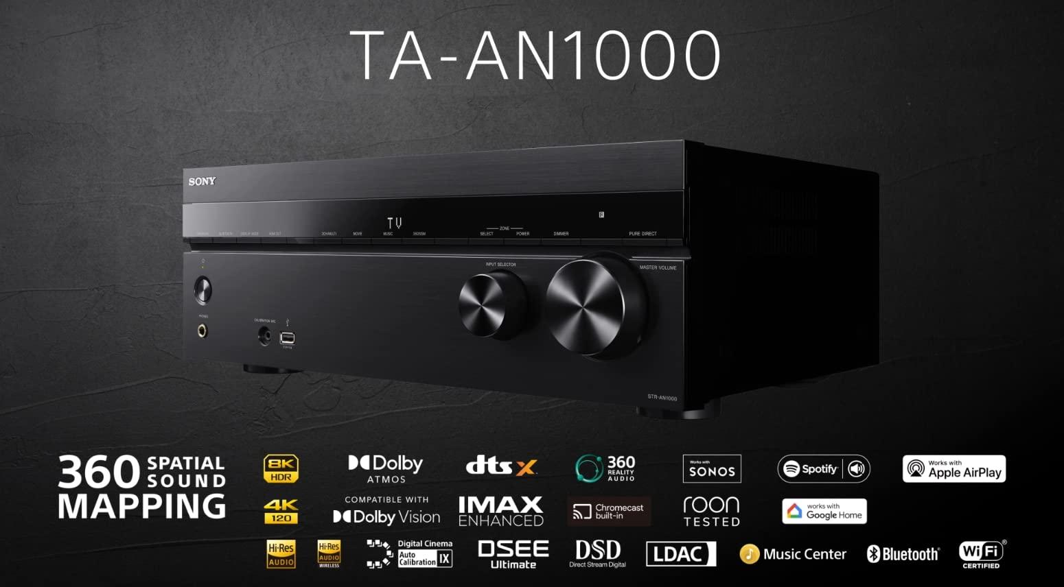 Sony Sony STR-AN1000 7.2 CH Surround Sound Home Theater AV Receiver, Dolby Atmos, DTS:X, Bluetooth, WiFi, Google Chromecast, Spotify Connect, Apple AirPlay, HDMI 2.1