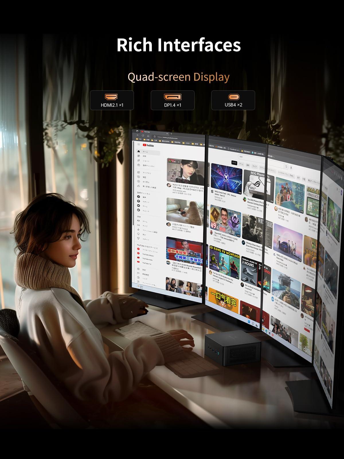 MINISFORUM MINISFORUM UM890 Pro Barebone with Mini PC, AMD Ryzen 9 8945HS Mini Computers,8K Quad Display HDMI/DP1.4/USB-C, AMD Radeon 780M/Dual LAN 2.5G